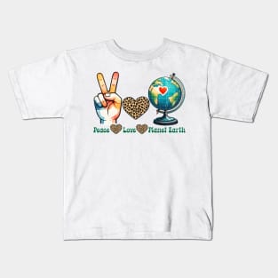 Peace Love Earth Kids T-Shirt